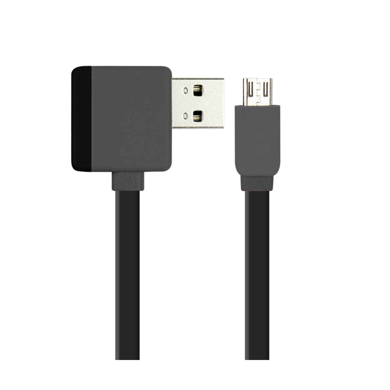 REIKO MICRO USB PIGGYBACK FLAT LIBERATOR USB CABLE 3.2FT IN BLACK